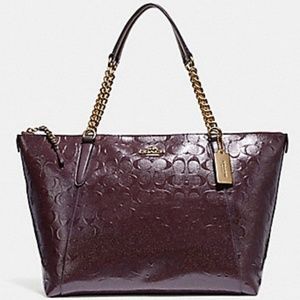 Nwt Coach Ava chain tote debossed oxblood